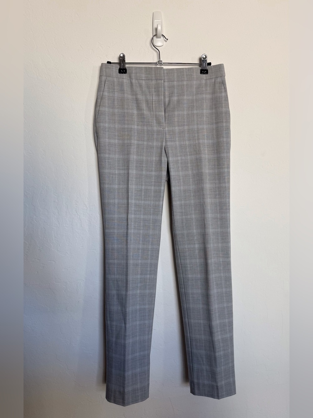 Ann Taylor Gray Plaid Straight-Leg Trousers - Picture 2 of 11